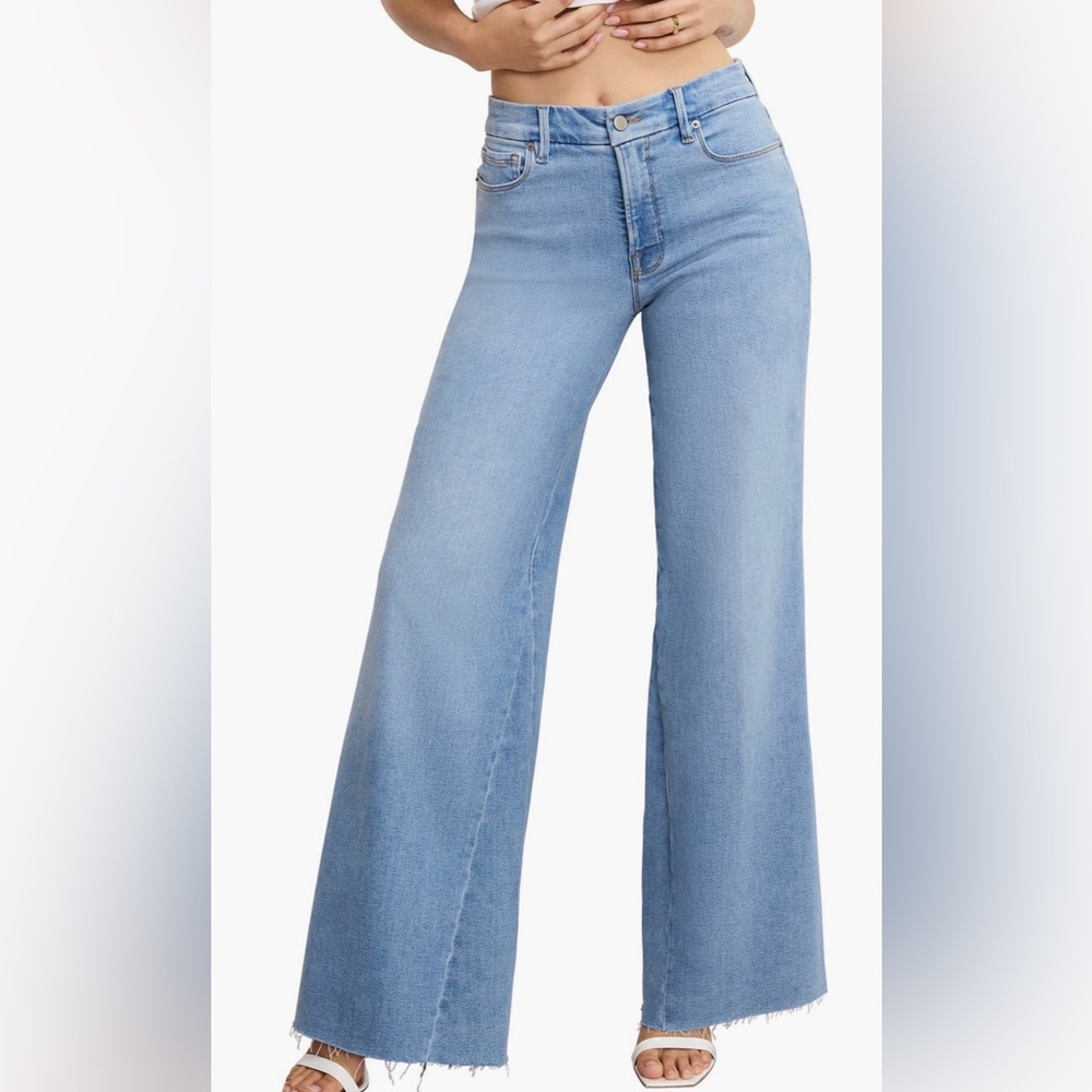 Good American Good Waist High Waist Palazzo Jeans Size 8/29 🩵